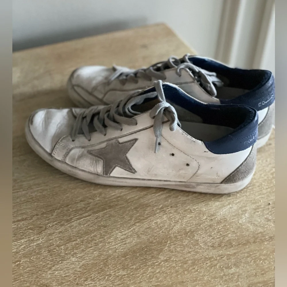 Authentic  Golden Goose  White and Navy Sneakers. Size 39. - Picture 7 of 8